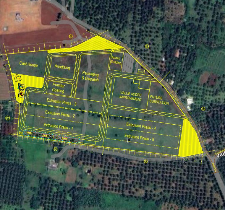 Aerial site plan of the 20-acre JANCO Extrusion facility, Coimbatore